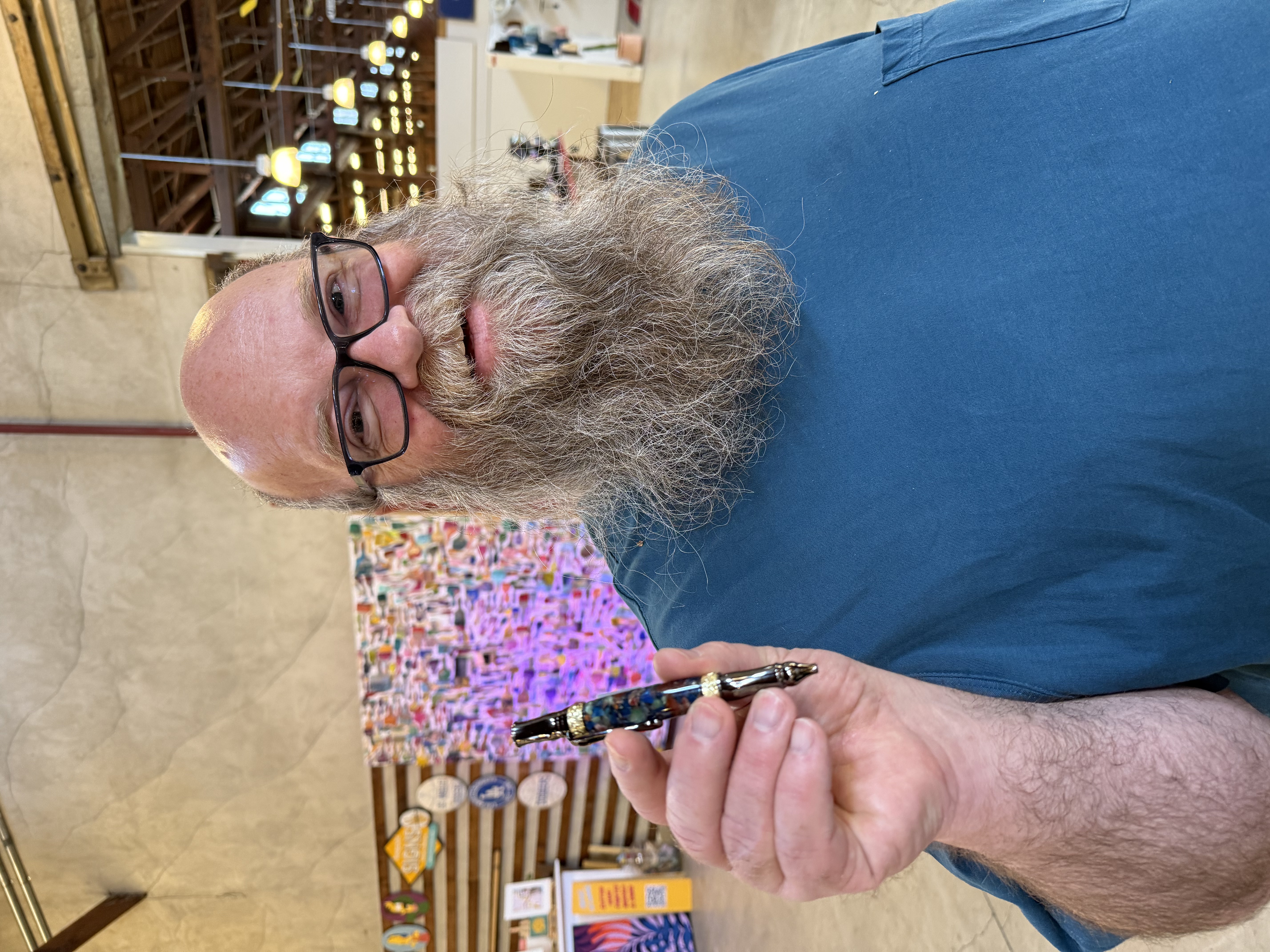 Person holding painting